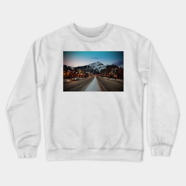 Banff Avenue Alberta Canadian Rockies Canada Crewneck Sweatshirt by AndyEvansPhotos